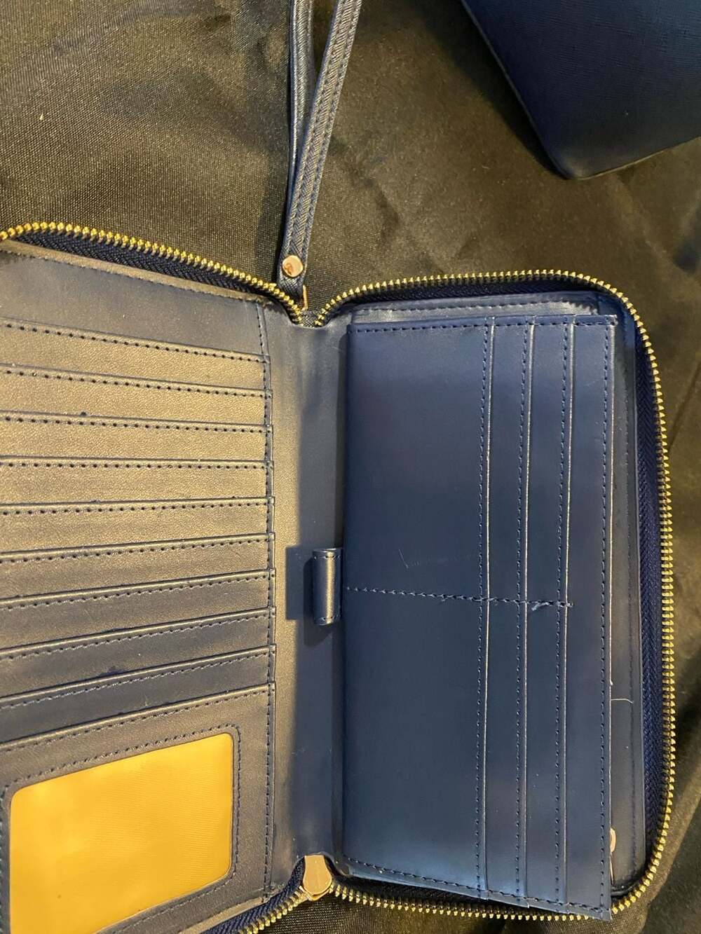 QIYUER Navy Blue Saffiano Faux Leather Tote Bag and Matching Wallet Set - Picture 8 of 9